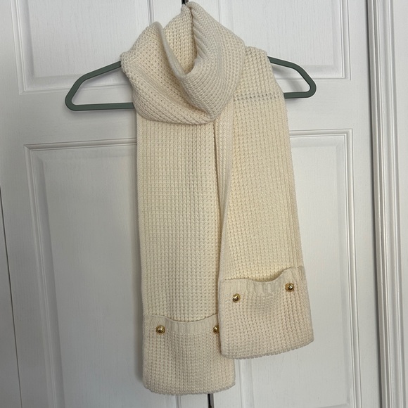 Michael Kors Sweaters - Michael Kors Cream Knit Scarf With Gold Button Pocket Detail